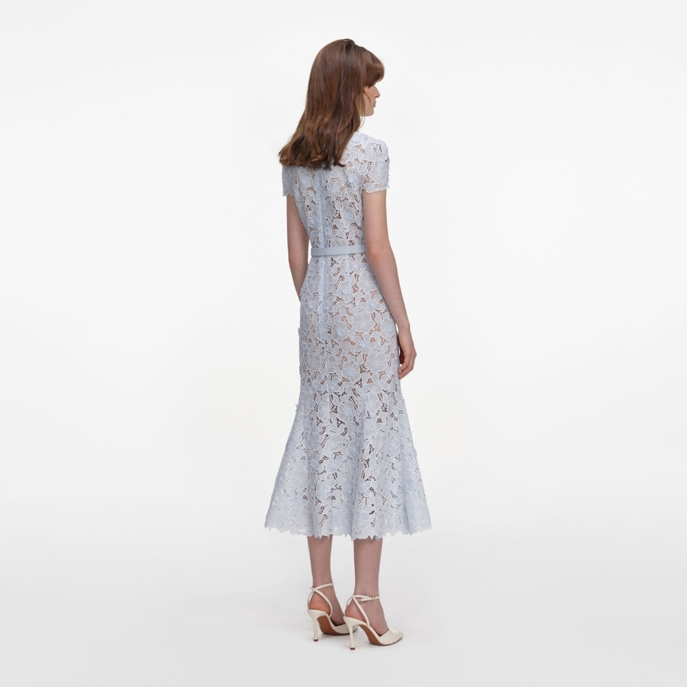 Self-portrait Blue Guipure Lace Midi Dress - Picture 3 of 7